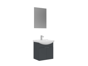 "Purus 55" Vanity Set with Mirror (2-Piece) - 55 x 50 x 58 cm - Matte Anthracite