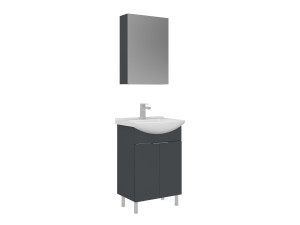 "Purus 55" Vanity Set with Mirror (2-Piece) - 55 x 50 x 83 cm - Matte Anthracite