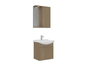 "Purus 55" Vanity Set with Mirror (2-Piece) - 55 x 50 x 58 cm - Oak