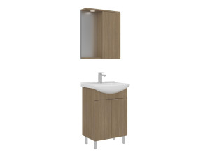 "Purus 55" Vanity Set with Mirror (2-Piece) - 55 x 50 x 83 cm - Oak