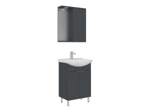 "Purus 55" Vanity Set with Mirror (2-Piece) - 55 x 50 x 83 cm - Matte Anthracite