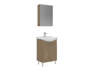 "Purus 55" Vanity Set with Mirror (2-Piece) - 55 x 50 x 83 cm - Oak
