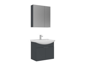 "Purus 65" Vanity Set with Mirror (2-Piece) - 65 x 50 x 58 cm - Matte Anthracite