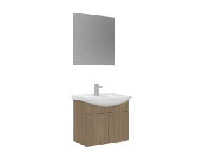"Purus 65" Vanity Set with Mirror (2-Piece) - 65 x 50 x 58 cm - Oak
