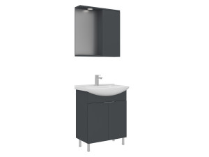 "Purus 65" Vanity Set with Mirror (2-Piece) - 65 x 50 x 83 cm - Matte Anthracite