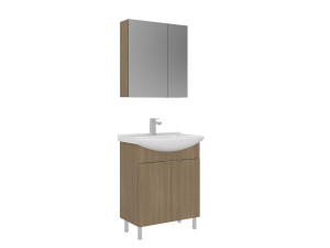 "Purus 65" Vanity Set with Mirror (2-Piece) - 65 x 50 x 83 cm - Oak