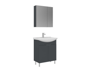 "Purus 65" Vanity Set with Mirror (2-Piece) - 65 x 50 x 83 cm - Matte Anthracite