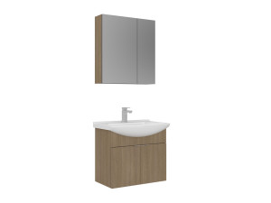 "Purus 65" Vanity Set with Mirror (2-Piece) - 65 x 50 x 58 cm - Oak