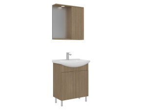 "Purus 65" Vanity Set with Mirror (2-Piece) - 65 x 50 x 83 cm - Oak