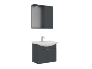 "Purus 65" Vanity Set with Mirror (2-Piece) - 65 x 50 x 58 cm - Matte Anthracite
