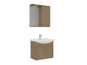 "Purus 65" Vanity Set with Mirror (2-Piece) - 65 x 50 x 58 cm - Oak