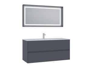 "Nest 121 v2" Vanity Set with Mirror (2-Piece) - 121 x 51 x 55 cm - Matte Anthracite