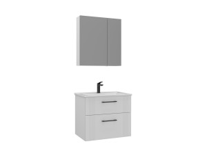 "Bari 65 v2" Vanity Set with Mirror (2-Piece) - 65 x 45 x 55 cm - Matte White