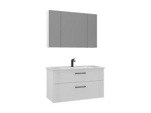 "Bari 100 v2" Vanity Set with Mirror (2-Piece) - 100 x 45 x 55 cm - Matte White