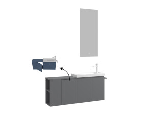 "Ferla 110" Vanity Set with Mirror (2-Piece) - 110 x 22 x 45 cm - Matte Gray