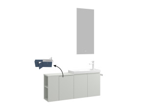 "Ferla 110" Vanity Set with Mirror (2-Piece) - 40 x 22 x 45 cm - Matte Cashmere