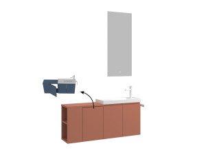 "Ferla 110" Vanity Set with Mirror (2-Piece) - 110 x 22 x 45 cm - Matte Cinnamon