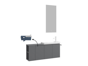 "Ferla 110" Vanity Set with Mirror (2-Piece) - 40 x 22 x 45 cm - Matte Gray