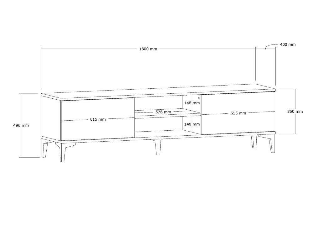 Erem" wooden TV stand - 180 x 40 x 45...