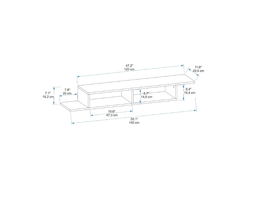 Muson" wooden TV stand - 120 x 29 x...