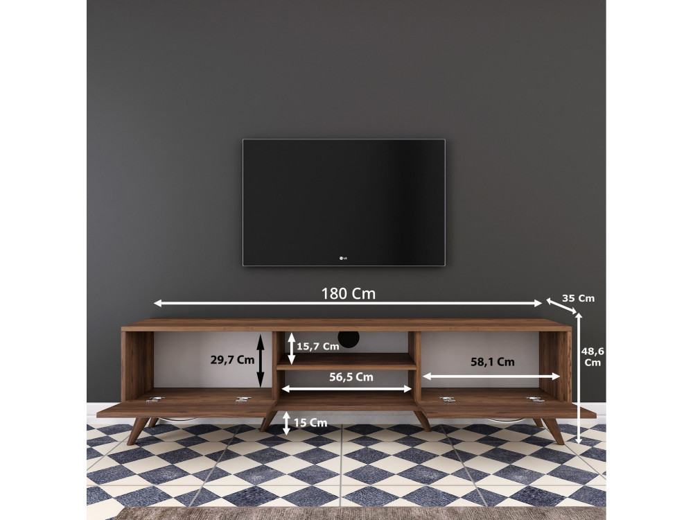 Atik" wooden TV stand - 180 x 35 x 48...