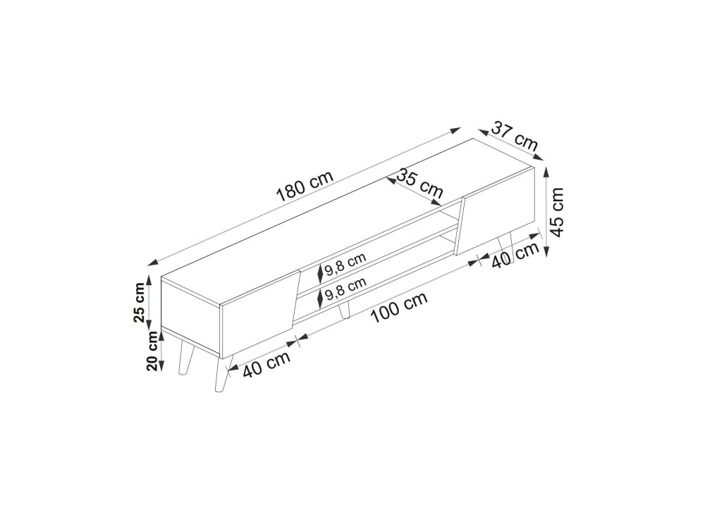 Clark" wooden TV stand - 180 x 37 x...