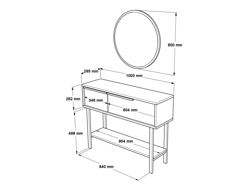 Console with wooden mirror "Calvin" -...