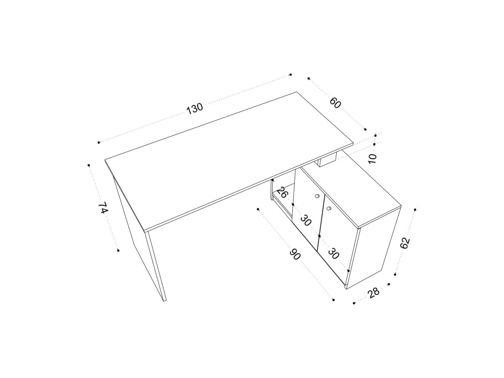 Basak" wooden desk - 130 x 60 x 74 cm...