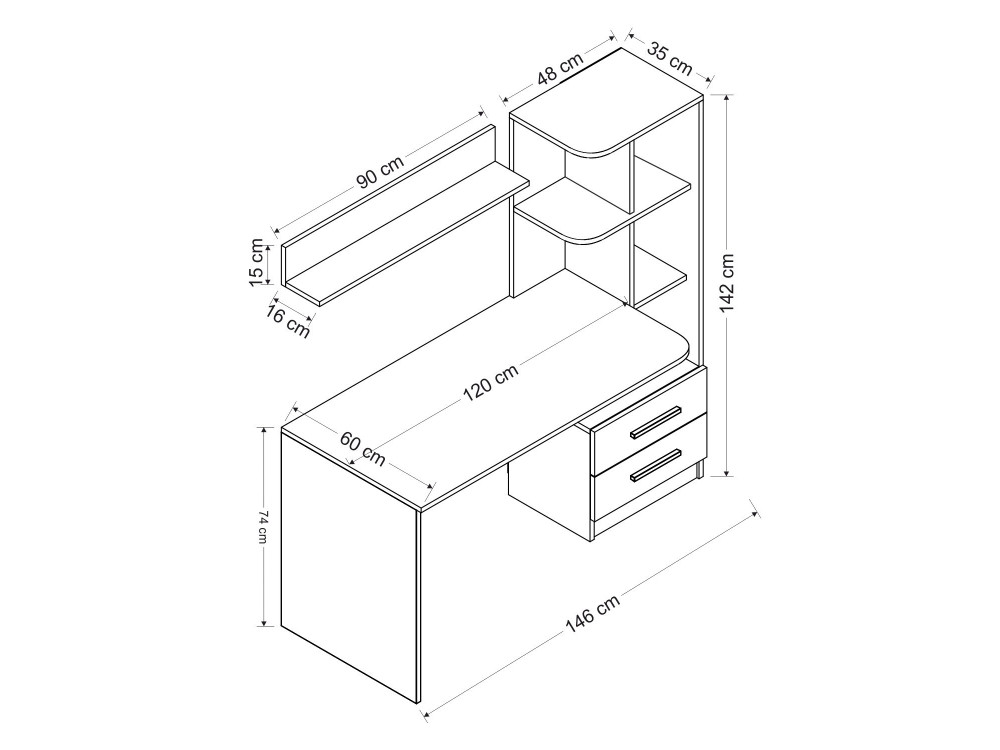 Alaska" wooden desk - 146 x 60 x 142...