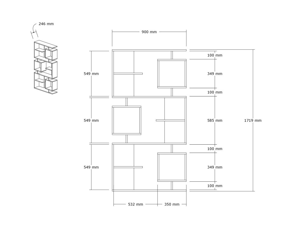 Icardi" wooden bookcase - 90 x 24 x...