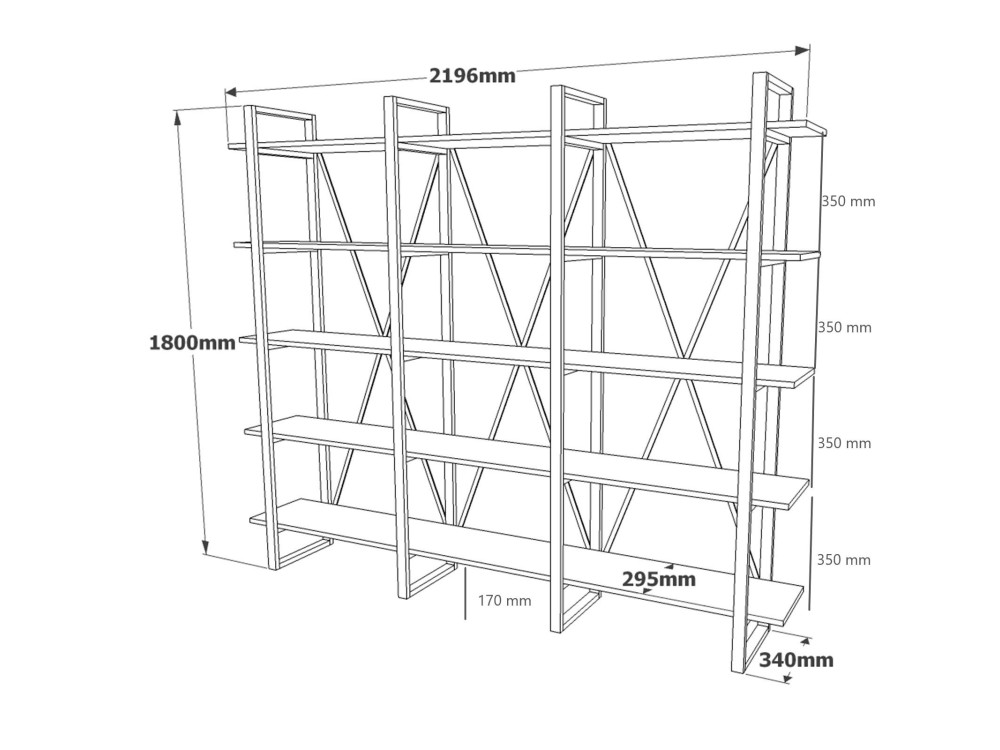 ML4" wooden bookcase - 219 x 34 x 180...