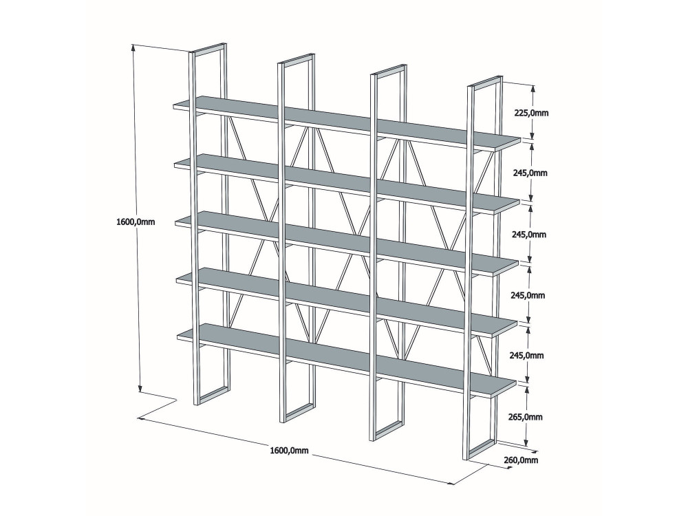 Wooden bookcase "Beylerbeyi" - 160 x...