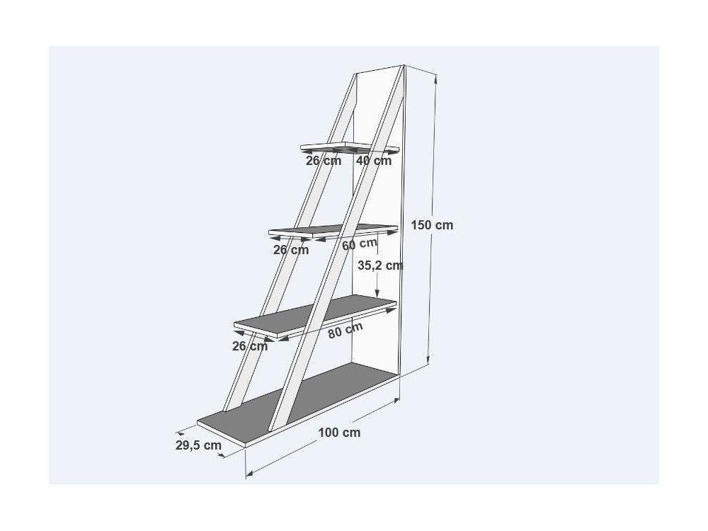 Arven" wooden bookcase - 100 x 29 x...