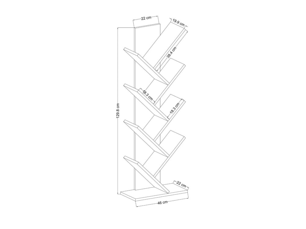 Tuval 066" wooden bookcase - 46 x 22...