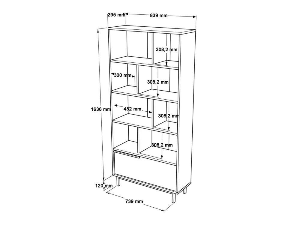Calvin" wooden bookcase 83.9 x 29.5 x...