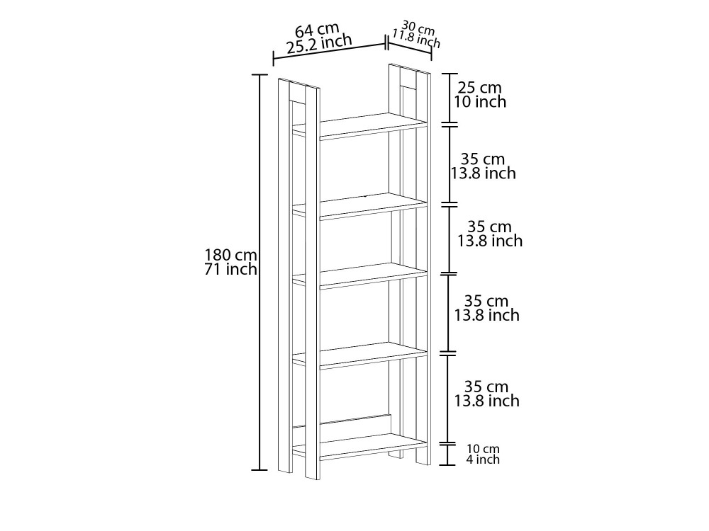 Country" wooden bookcase - 64 x 30 x...