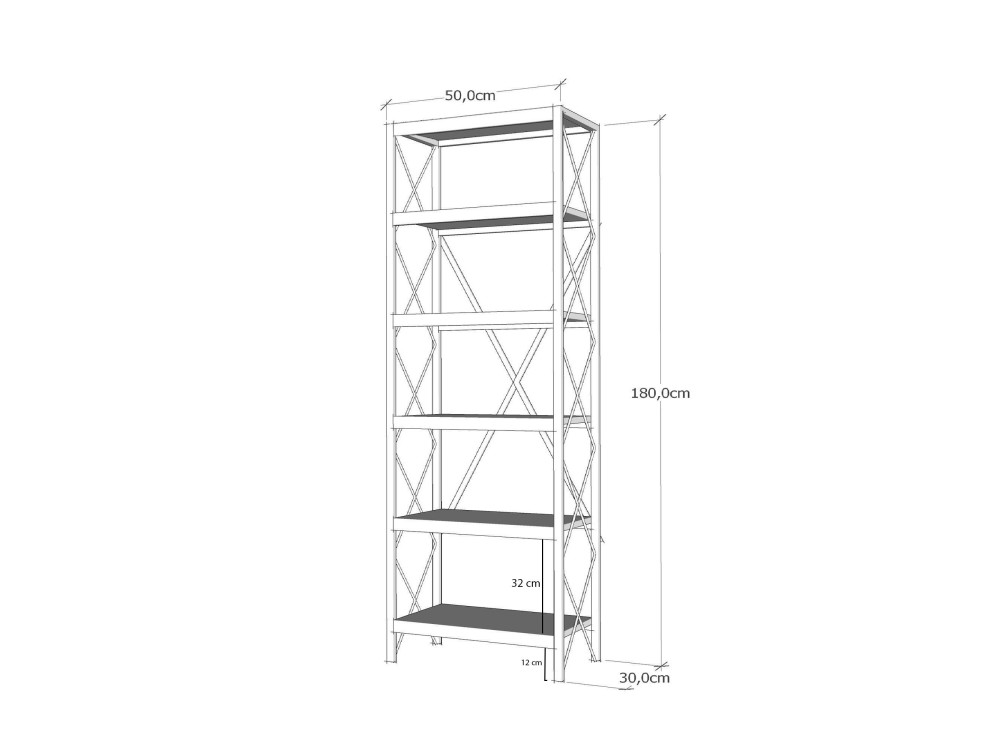 Suadiye" wooden bookcase - 50 x 30 x...
