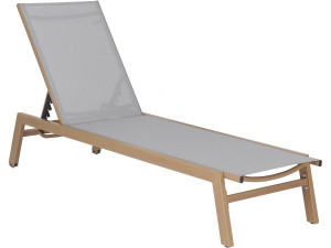 Elysia" aluminium sunlounger in wood effect - Light grey