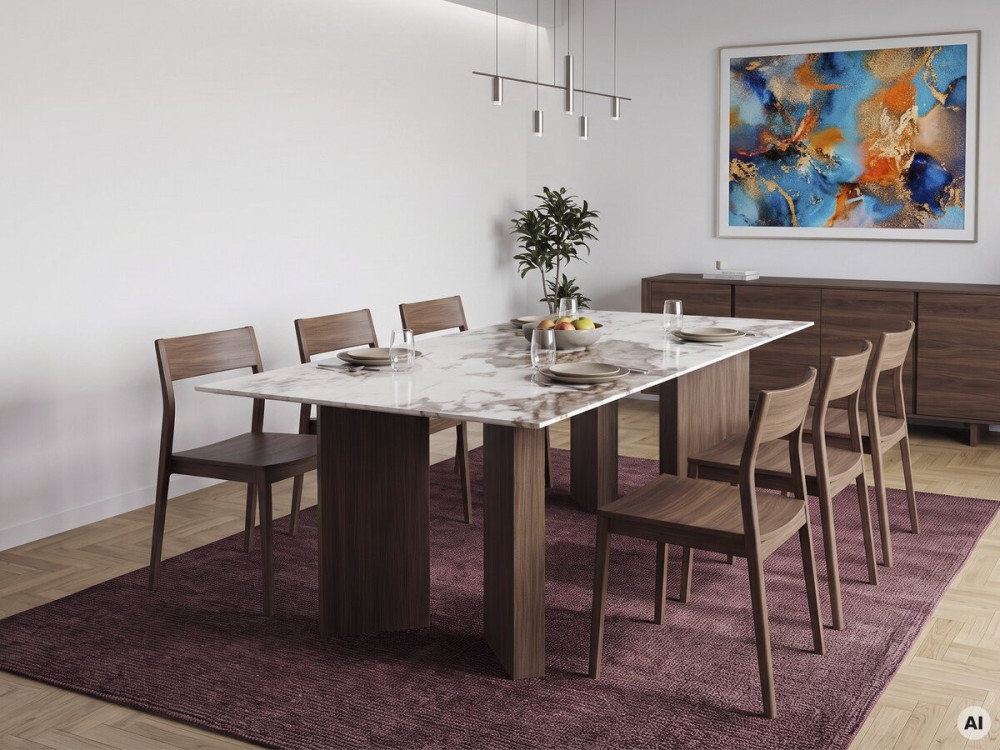 Ceramic Dining Table - 180 cm - "Elma" - Seats 8 - Brown