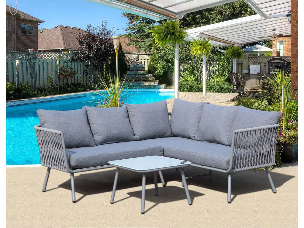 Zanzibar woven rope garden furniture - Light grey