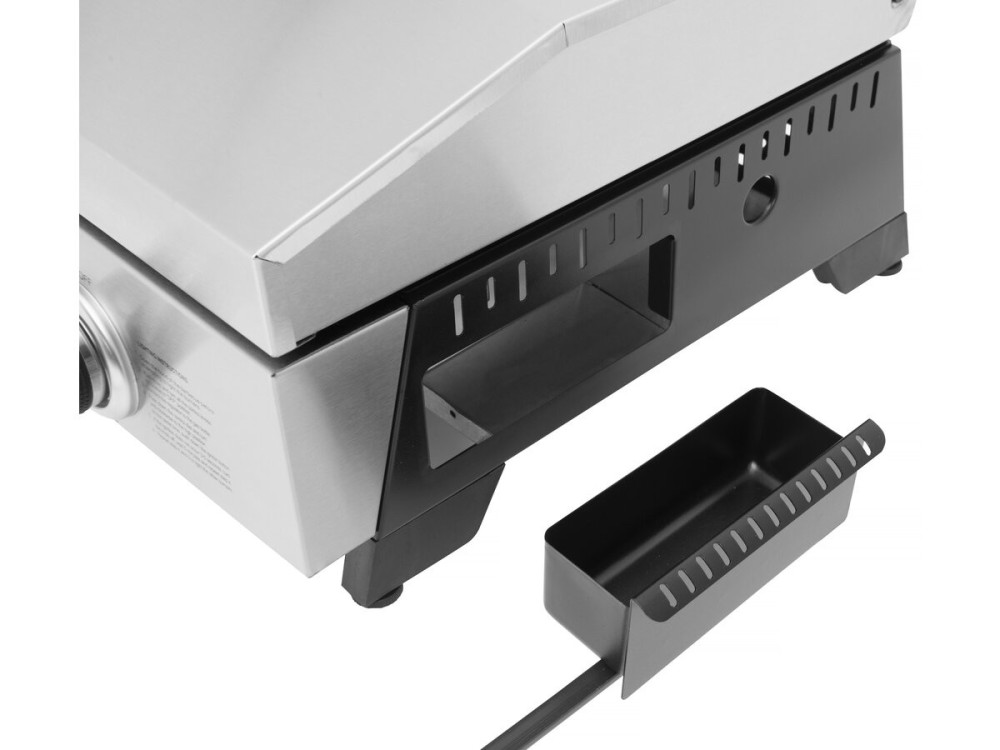Fasto" stainless steel gas griddle with 4 burners and lid - 10 kw - Grey