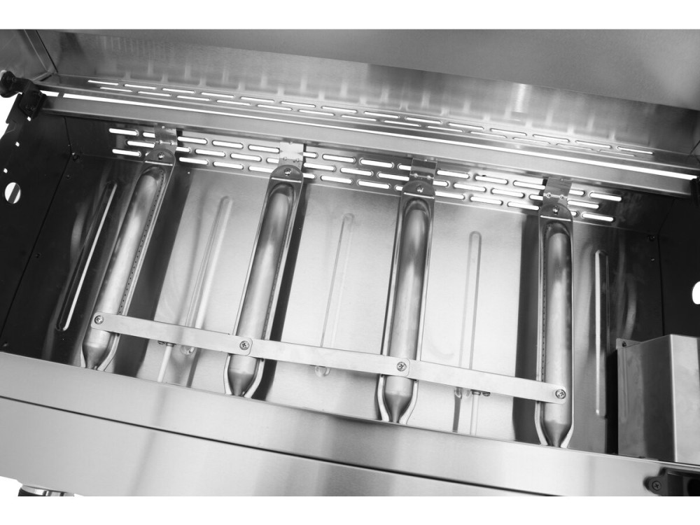 Fasto" stainless steel gas griddle with 4 burners and lid - 10 kw - Grey
