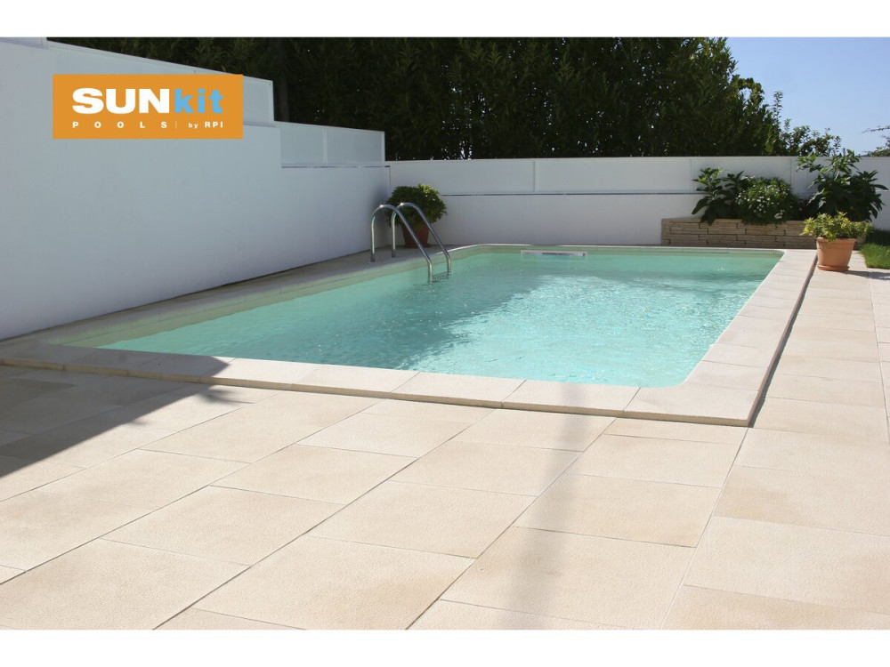 Sunkit" in-ground rectangular steel pool - 4.00 x 2.50 x 1.40 m + 12 V LED spotlight