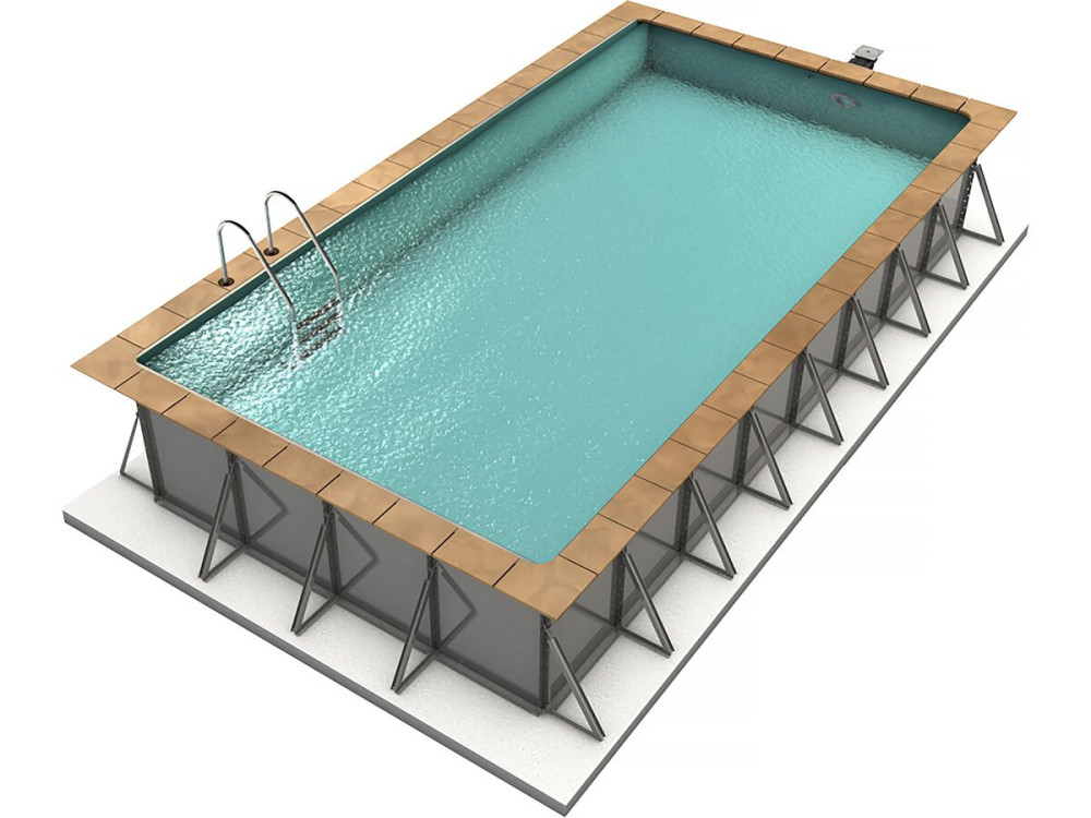 Sunkit" in-ground rectangular steel pool - 4.00 x 2.50 x 1.40 m + 12 V LED spotlight