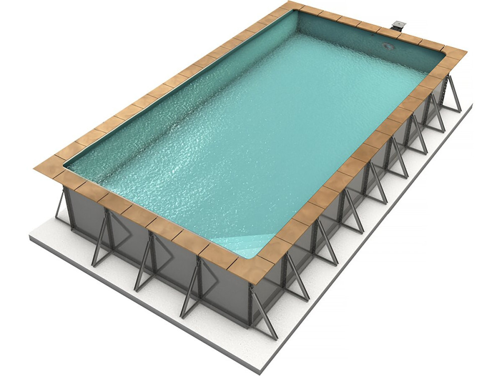 Sunkit" rectangular in-ground steel pool - 7.00 x 3.50 x 1.40 m + Interior corner staircase