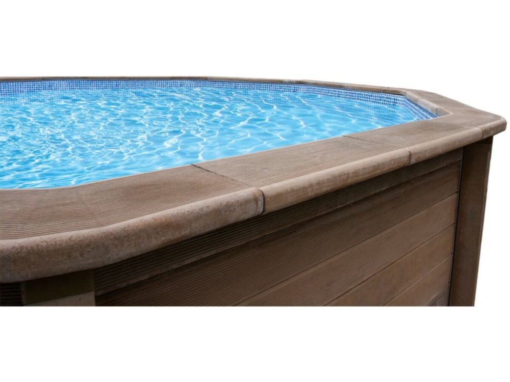 Decagonal wood-look concrete swimming pool kit - 4.95 x 1.28 m