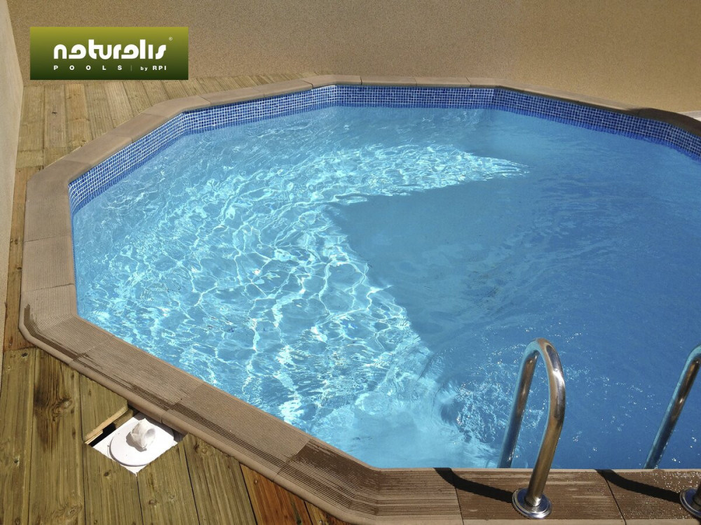 Decagonal wood-look concrete swimming pool kit - 4.95 x 1.40 m
