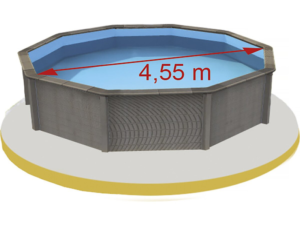 Decagonal wood-look concrete swimming pool kit - 4.95 x 1.40 m