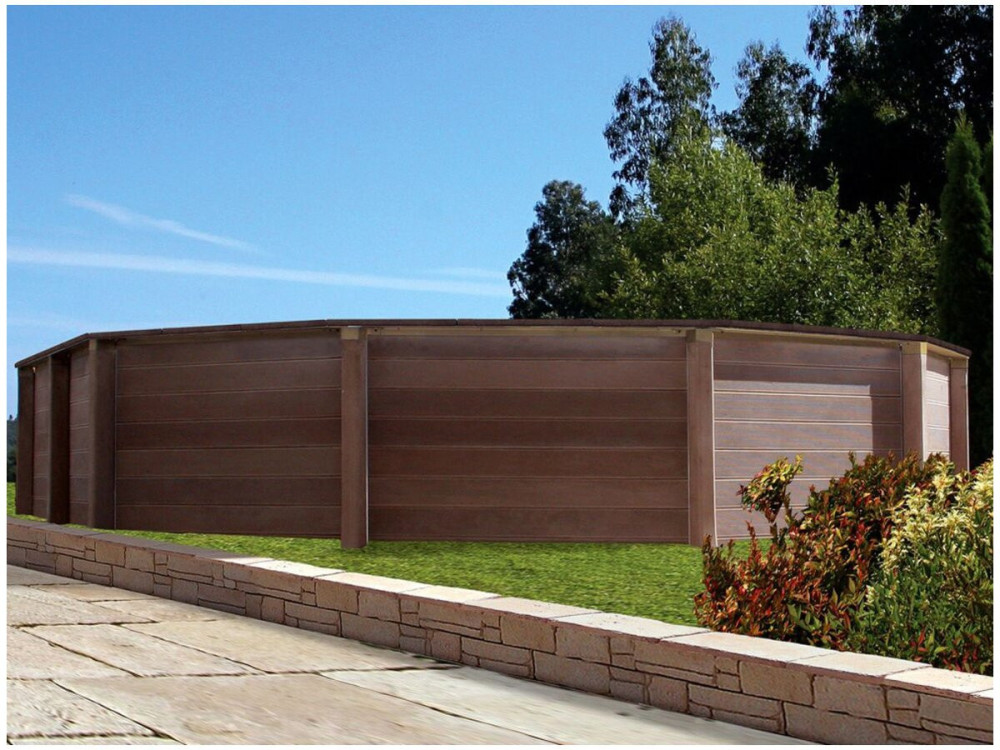 Naturalis 3" decagonal elongated wood-look concrete swimming pool kit - 7.77 X 4.74 X 1.28 m