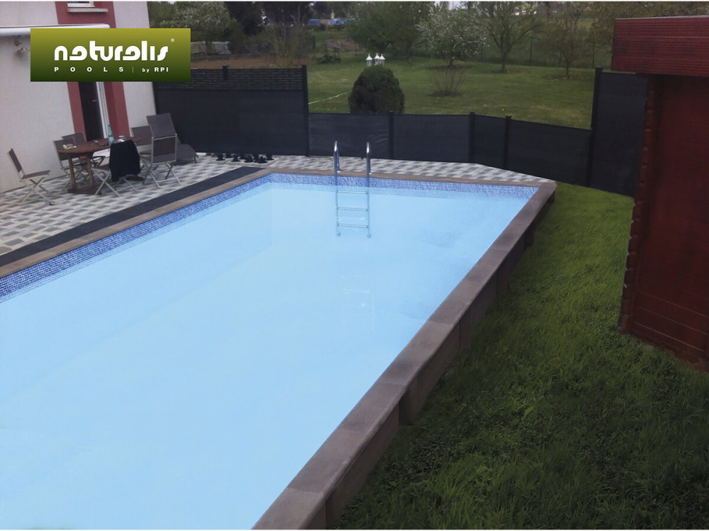 Naturalis" wood-look concrete swimming pool kit - 7.5 x 3.24 x 1.28 m